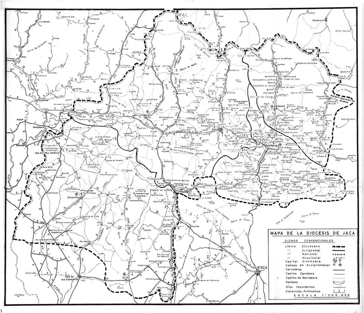Mapa de la Diócesis de Jaca
